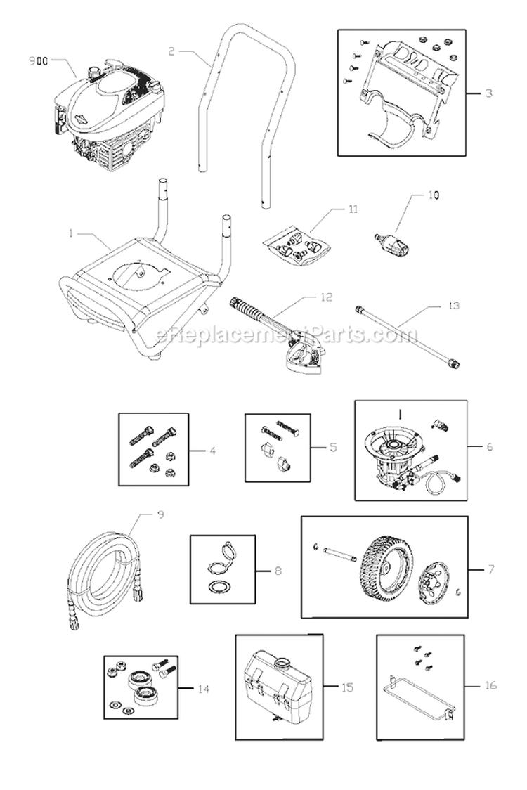Page A Diagram and Parts List for 020306-1  Briggs and Stratton Pressure Washer